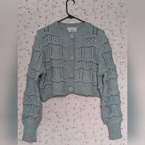 MNG Mango M Sweater Crop Top Mint Green Knit Wool Blend  Trendy